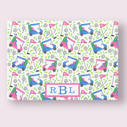 Golf Preppy drie letter monogram Notitiekaartje