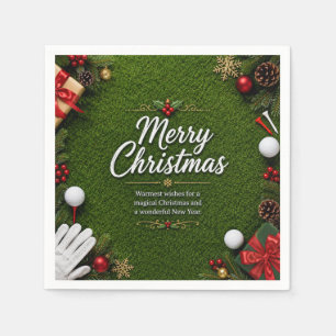 Golf Prettig kerstfeest golfbal op groen gras Servet