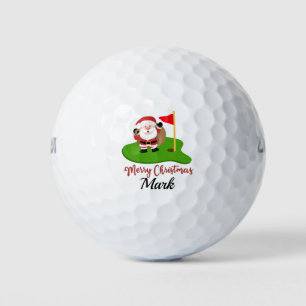 Golf Prettig Kerstfeest met Kerstman bij vlag Golfballen