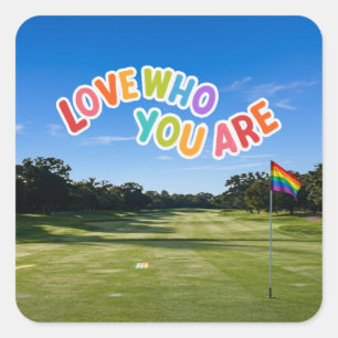 Golf Pride op golfbaan regenboog thema Vierkante Sticker