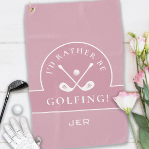 Golf Pro Golfer Golfen Cadeau Geborduurd Roze Golfhanddoek