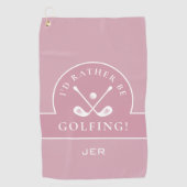 Golf Pro Golfer Golfing Quote Monogrammed Roze Golfhanddoek (Voorkant)