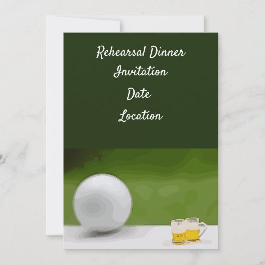Golf proefdinereinladiging met bal & bier kaart (Voorkant)