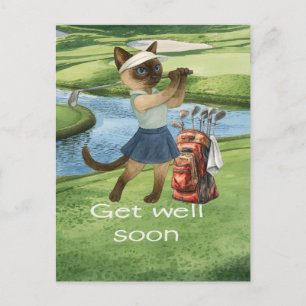 Golf Profiteer snel van golfer golfing op groen Briefkaart