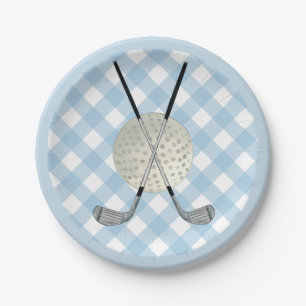 Golf Pset Blue White Preppy Country Club Papieren Bordje