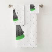 Golf Pug Golf (zwart) Cute Dog Funny Bad Handdoek (Insitu)