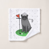 Golf Pug Golf (zwart) Cute Dog Funny Bad Handdoek (Wasdoekje)