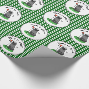 Golf Pug Golf (zwart) Cute Dog Funny Cadeaupapier