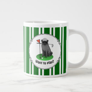 Golf Pug Golf (zwart) Cute Dog Funny Extra Grote Beker