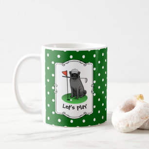 Golf Pug Golf (zwart) Cute Dog Funny Koffiemok