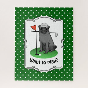 Golf Pug Golf (zwart) Cute Dog Funny Legpuzzel