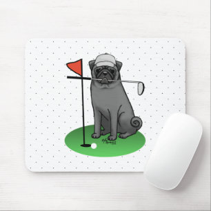Golf Pug Golf (zwart) Cute Dog Funny Muismat