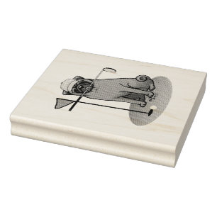 Golf Pug Golf (zwart) Cute Dog Funny Rubberstempel