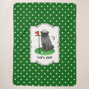 Golf Pug Golf (zwart) Cute Dog Funny Sherpa Deken