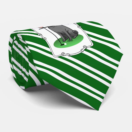 Golf Pug Golf (zwart) Cute Dog Funny Stropdas (Opgerold)