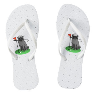 Golf Pug Golf (zwart) Cute Dog Funny Teenslippers