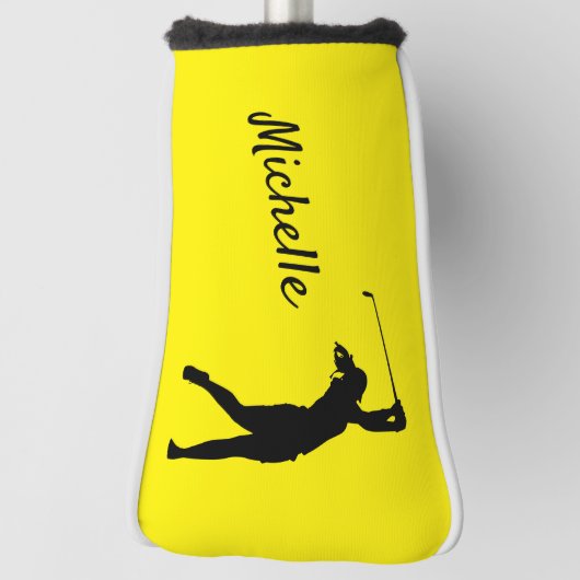 Golf Putter Hoesje "golfer Michelle" geel Golfheadcover (Draai 90)