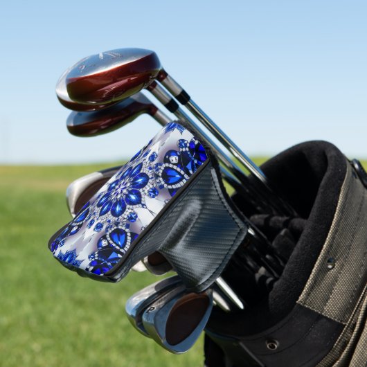 Golf Putter Hoesje met Blauw Wit Kleuren Ontwerp Golfheadcover (Insitu)