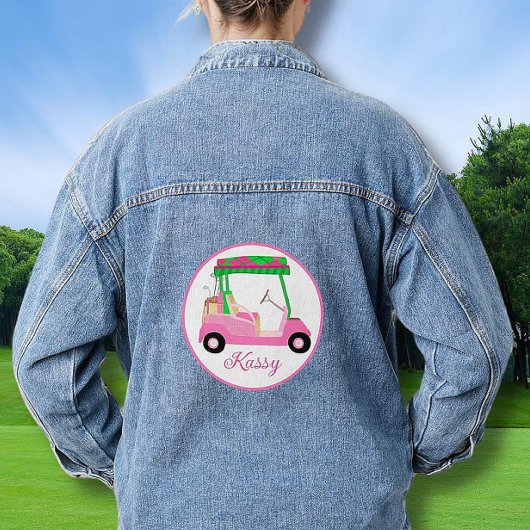 Golf Queen Roze Winkelwagen Naam Denim Jacket