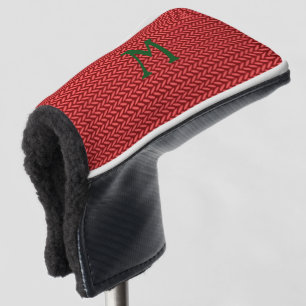 GOLF-Red Knit, Monogram Golf Putter Head Hoesje Golfheadcover