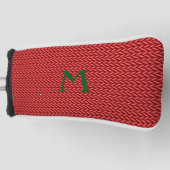 GOLF-Red Knit, Monogram Golf Putter Head Hoesje Golfheadcover (Voorkant)