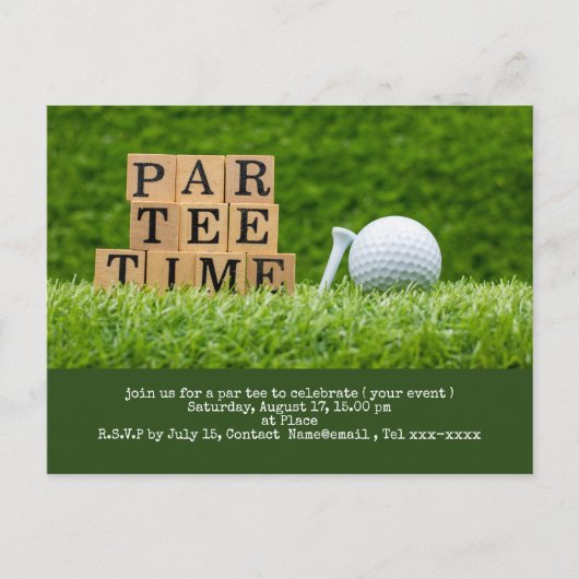 Golf redt de datum met golfbal en t-shirt briefkaart (Voorkant)