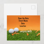 Golf redt de datum met golfbal op Sinaasappel Briefkaart (Voorkant / Achterkant)