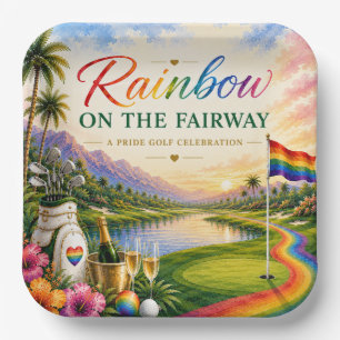 Golf Regenboog op de Fairway Pride Golf Viering Papieren Bordje