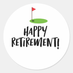 Golf Retire Happy Retirement met golfvlag Ronde Sticker
