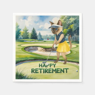 Golf Retirement thema voor Siamese Cat liefhebbers Servet