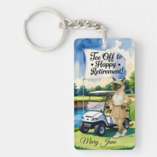 Golf Retirement thema voor Siamese Cat liefhebbers Sleutelhanger