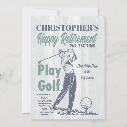 Golf Retro Happy Retirement Party Kaart (Voorkant)