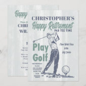 Golf Retro Happy Retirement Party Kaart (Voorkant / Achterkant)