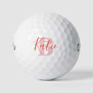Golf rouge rose monogramme nom initial balles de g