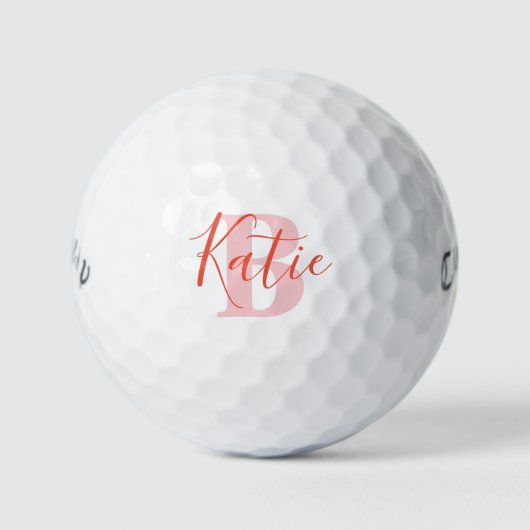 Golf rouge rose monogramme nom initial balles de g (Devant)