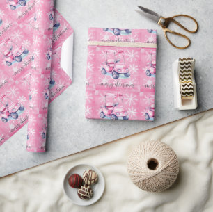 Golf Roze Kerstthema voor Lady Golfer Cadeaupapier