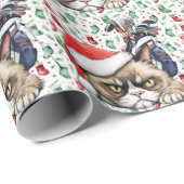 Golf Santa Cat Bag met Kerstachtergrond Cadeaupapier (Rol Hoek)