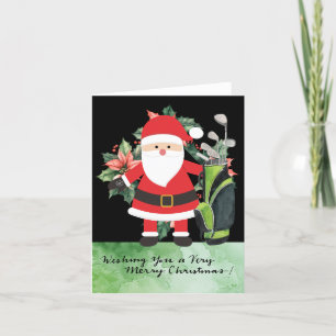 Golf Santa Claus Golfer Kerst Golfen Feestdagen Kaart