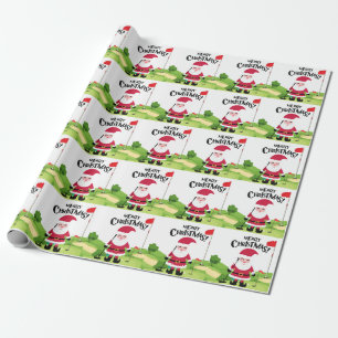 Golf Santa Claus golfer Merry Kerstmis op Green Cadeaupapier
