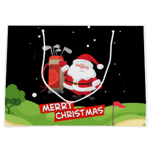 Golf Santa Claus golfer Merry Kerstmis op Green Groot Cadeauzakje