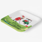Golf Santa Claus golfer Merry Kerstmis op Green Papieren Bordje (Gebogen)
