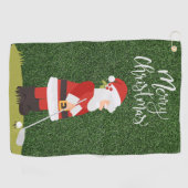 Golf Santa Claus golfer op groene kerst Golfhanddoek (Horizontaal)