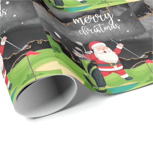 Golf Santa Claus is golfkerst voor golfers Cadeaupapier (Rol Hoek)