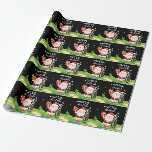 Golf Santa Claus is golfkerst voor golfers Cadeaupapier (Uitgerold)