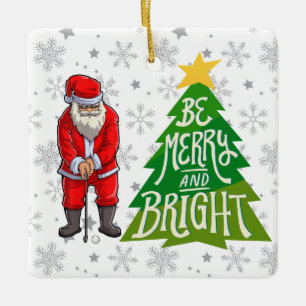 Golf Santa Claus met kerstboom voor Golfer Keramisch Ornament