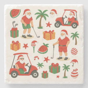 Golf Santa Golfen voor Kerstmis Zomer Juli Stenen Onderzetter