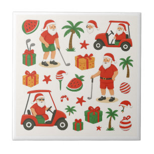 Golf Santa Golfen voor Kerstmis Zomer Juli Tegeltje
