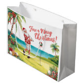 Golf Santa Golfer fore a merry christmas Groot Cadeauzakje (Voorkant Gekanteld)