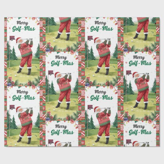 Golf Santa in Ugly Sweater Golfing Merry Golfmas Cadeaupapier (Zoom)