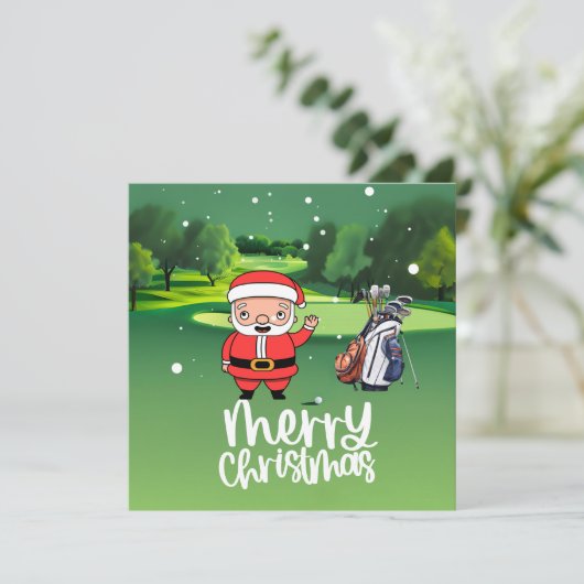 Golf Santa speelt golf op eerste kerstdag (Staand voorkant)